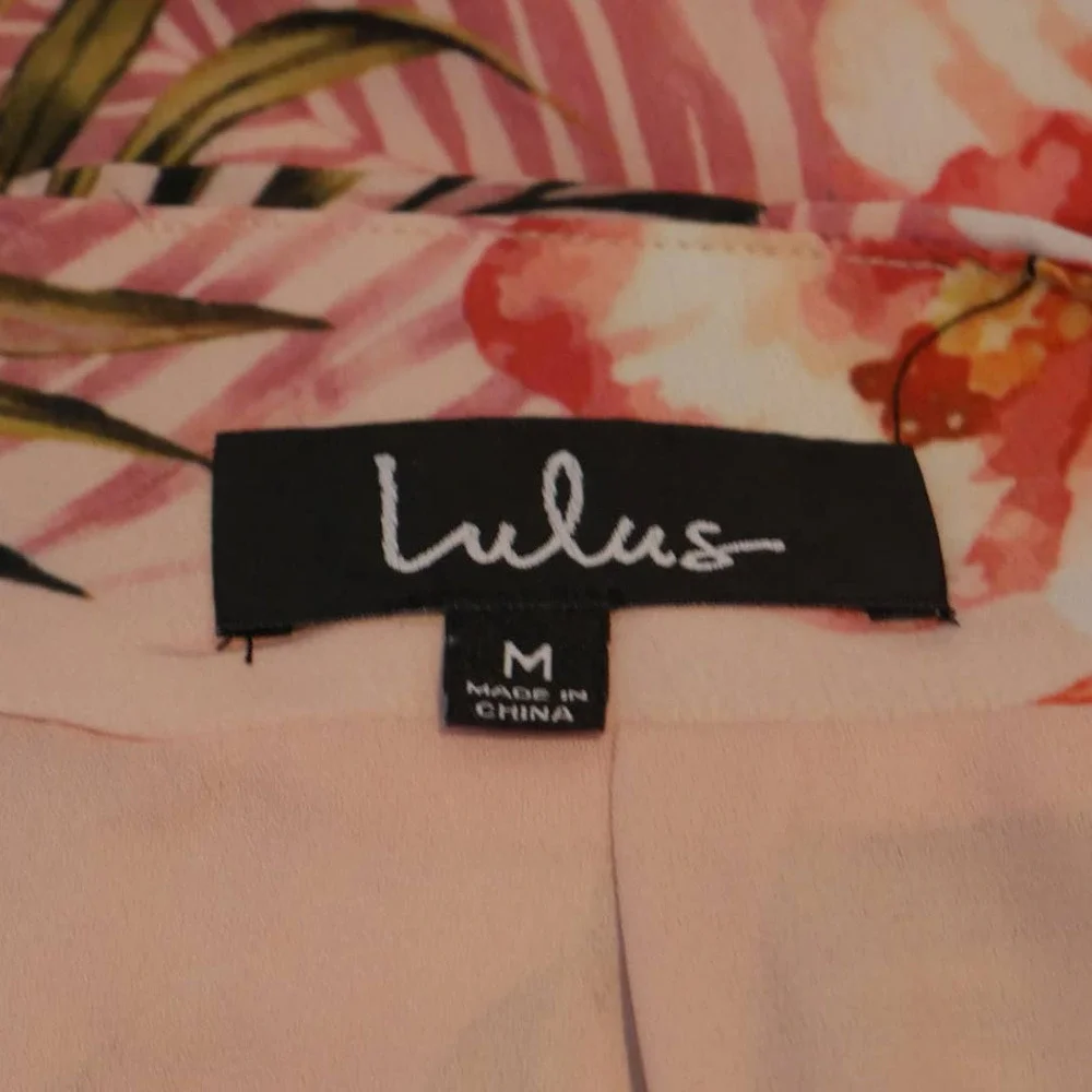 Lulus Mancini Blush Pink Tropical Print Ruffled Mini Skirt Medium